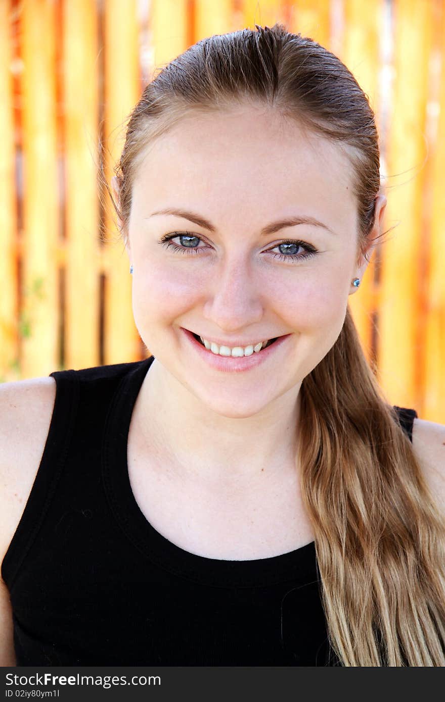 Closeup portrait of a beautiful young woman