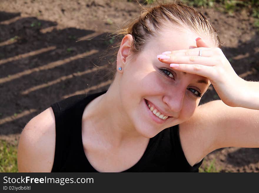 Closeup portrait of a beautiful young woman