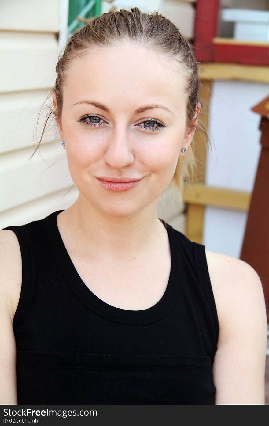 Closeup portrait of a beautiful young woman