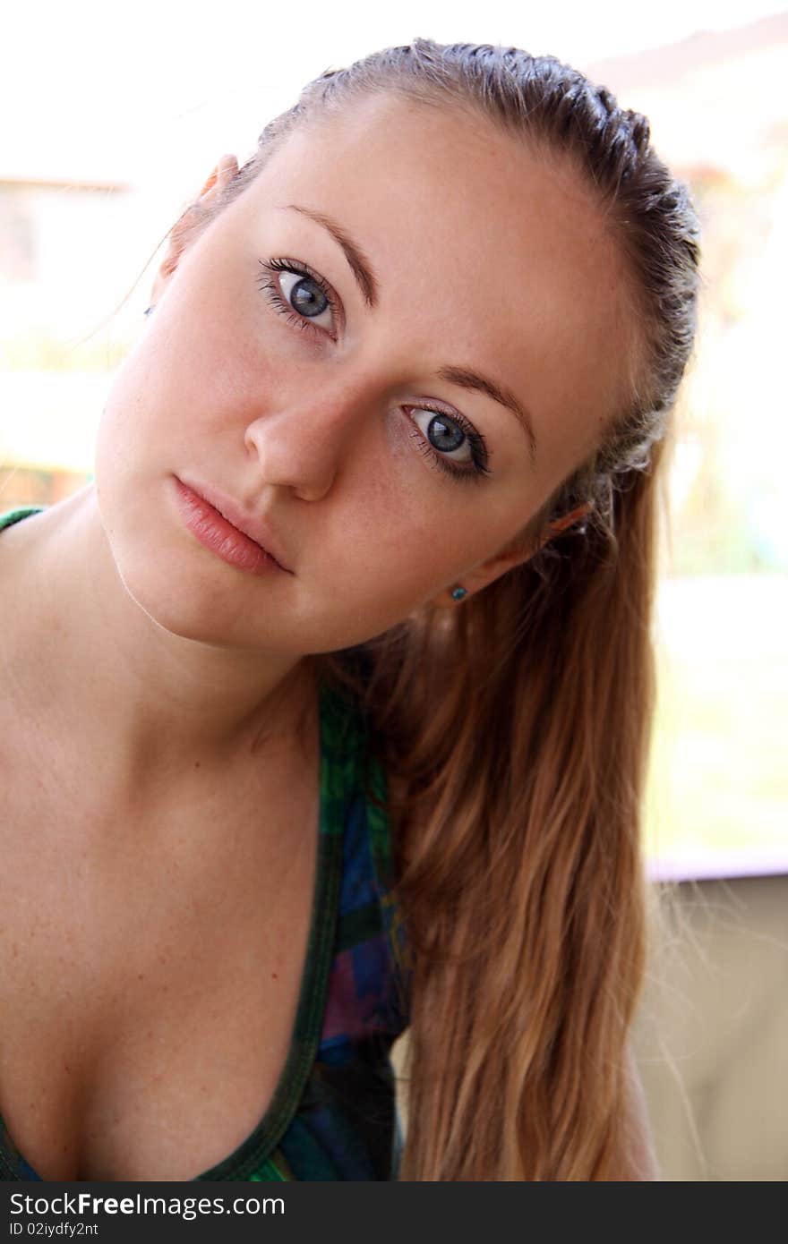 Closeup portrait of a beautiful young woman