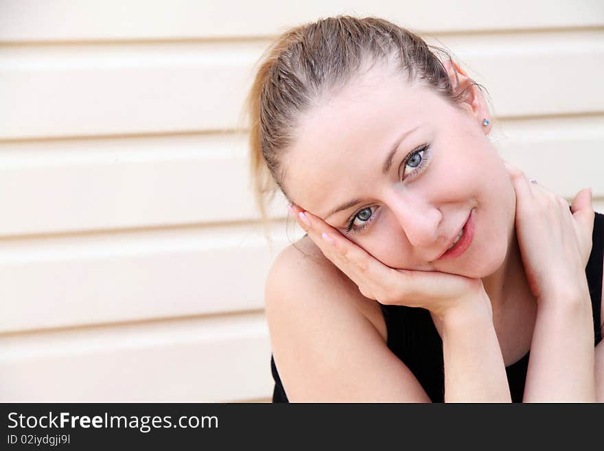 Closeup portrait of a beautiful young woman