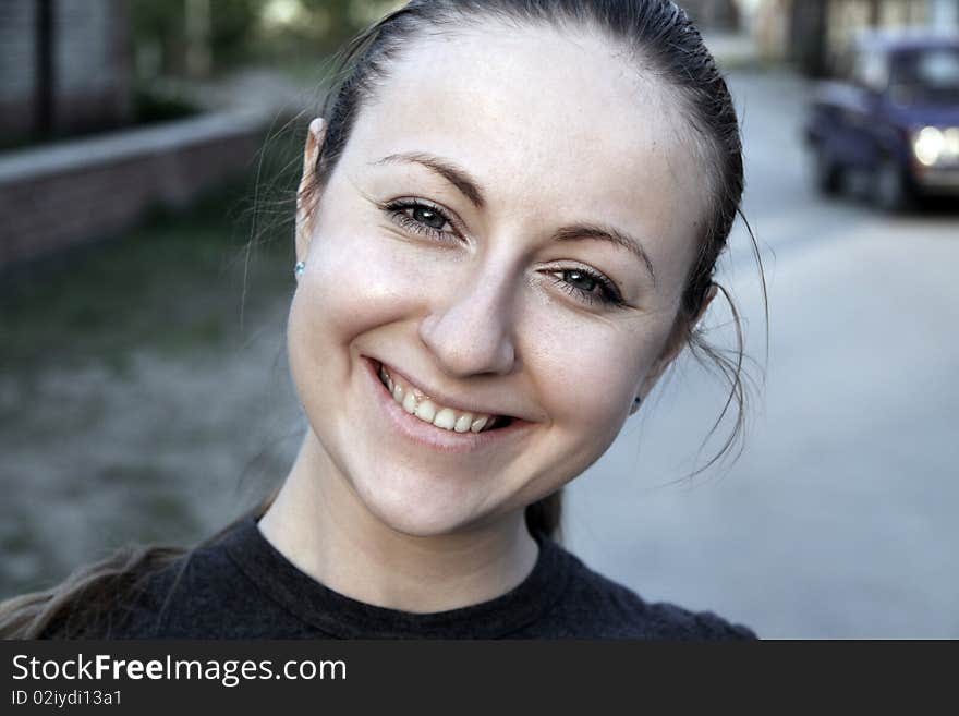 Closeup portrait of a beautiful young woman