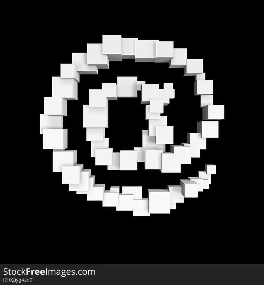 Email pixel box symbol isolated on dark background