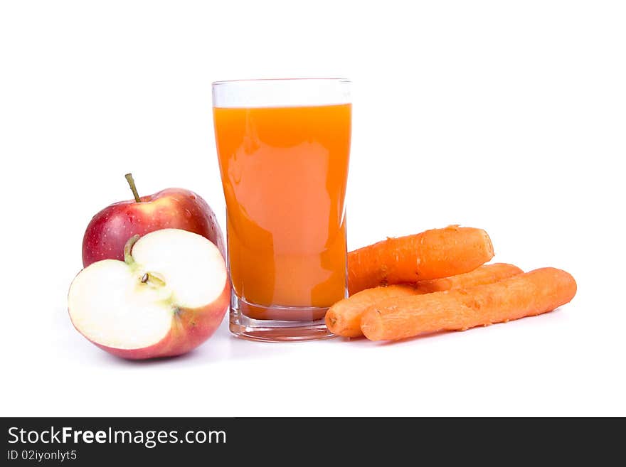 Apple-carrot juice isolated on a white background