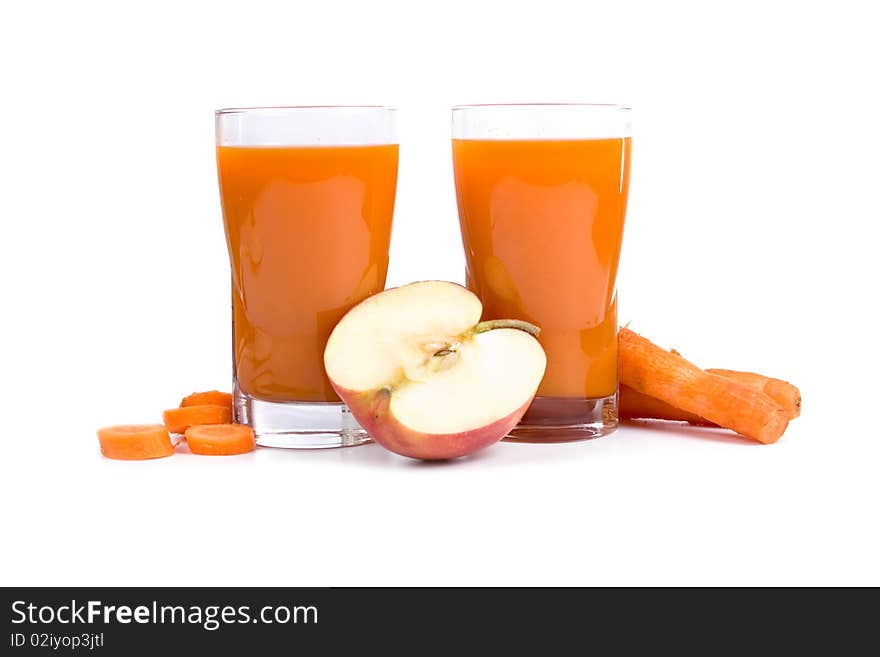 Apple-carrot juice isolated on a white background