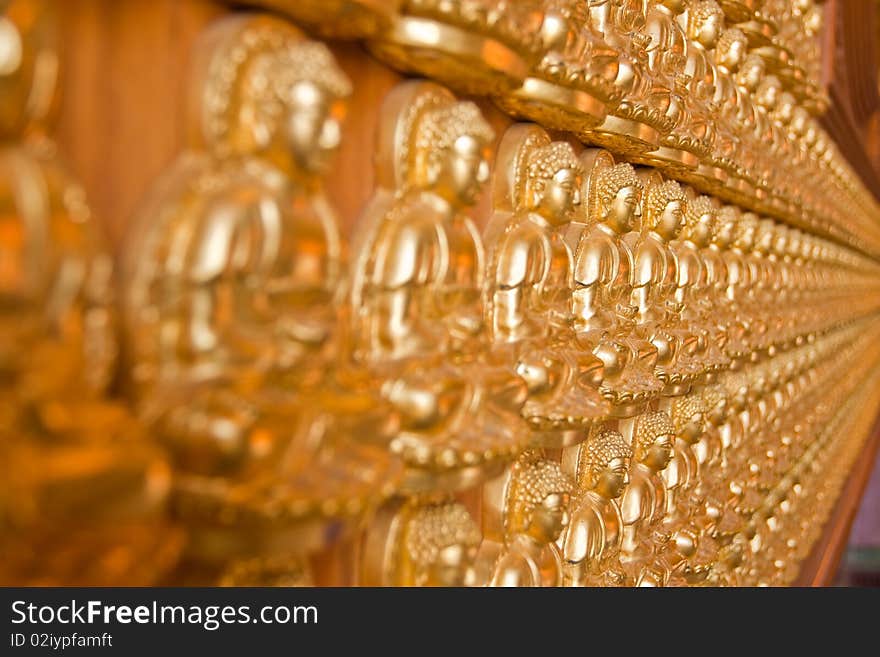 Ten thousand buddha on Chinese temple wall