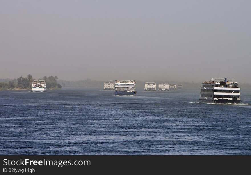 Cruise ships  on the Nile River. Cruise ships  on the Nile River