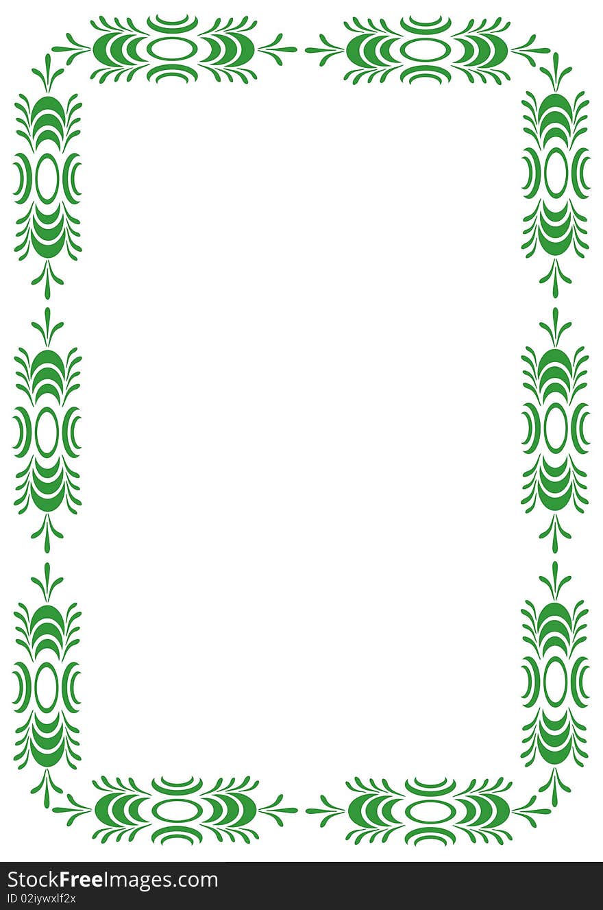 Drawing of green flower pattern in a white background