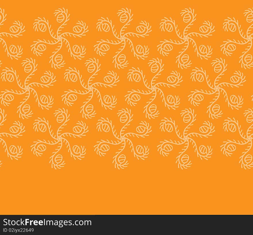 Decorative pattern with yellow elements on orange background. Decorative pattern with yellow elements on orange background