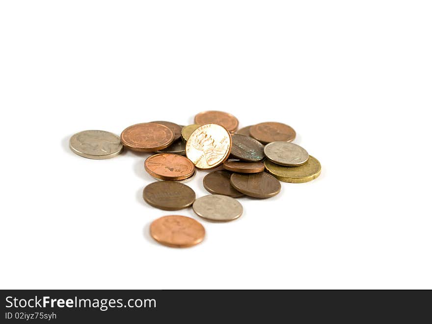 Coins isolated on white background