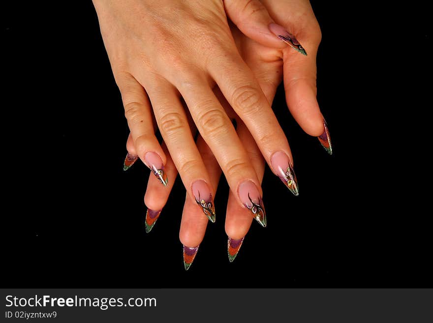 Nails hands, woman gentle, flower, accurate, manicure dangerous