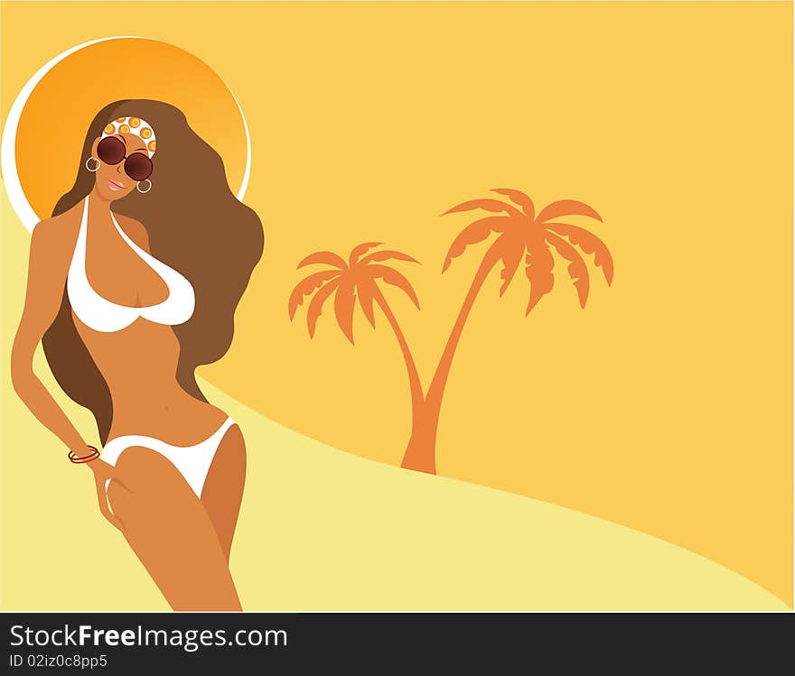 Summer background with beach - vector illustration. Summer background with beach - vector illustration