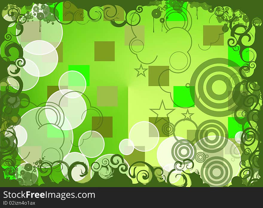 Abstract green background with circles lights and other