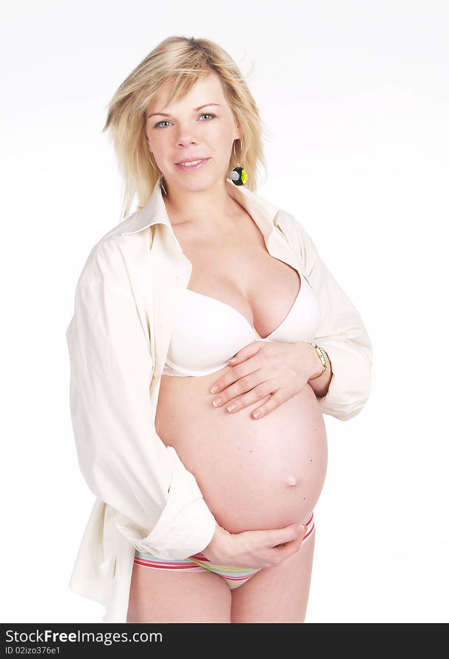 Pregnant Woman With Hands Over Tummy