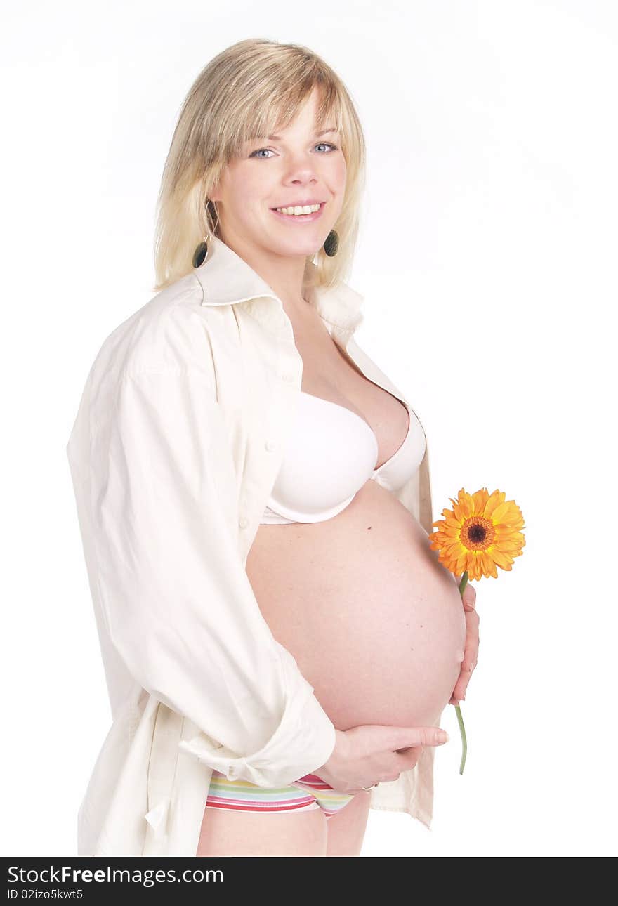 Pregnant Woman With Hands Over Tummy