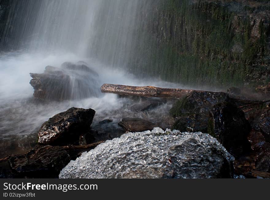 Icy waterfall in winter in black forest, germany