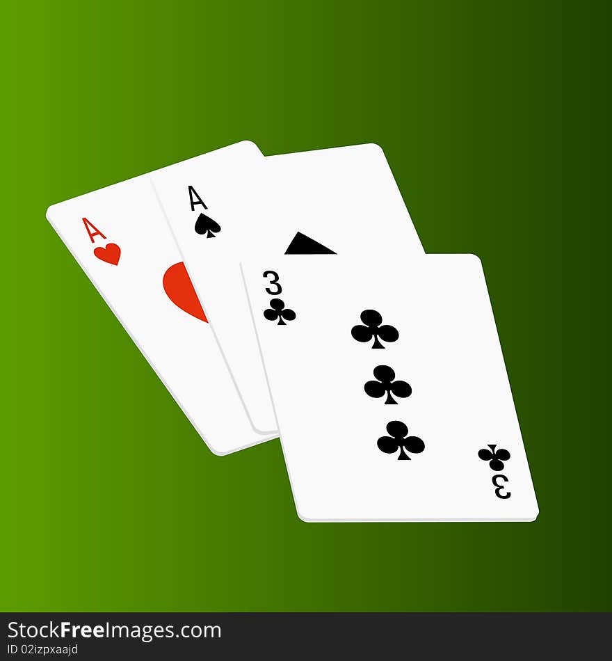 Poker Cards On Green