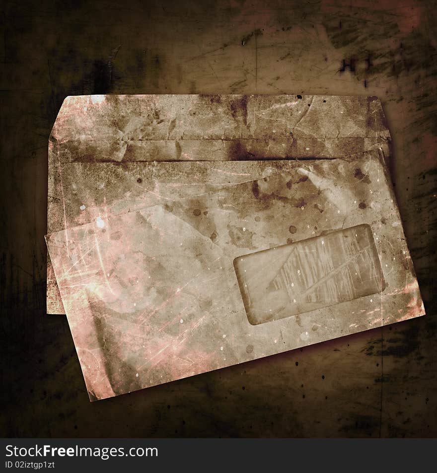 Old envelopes with some spots on a grange background