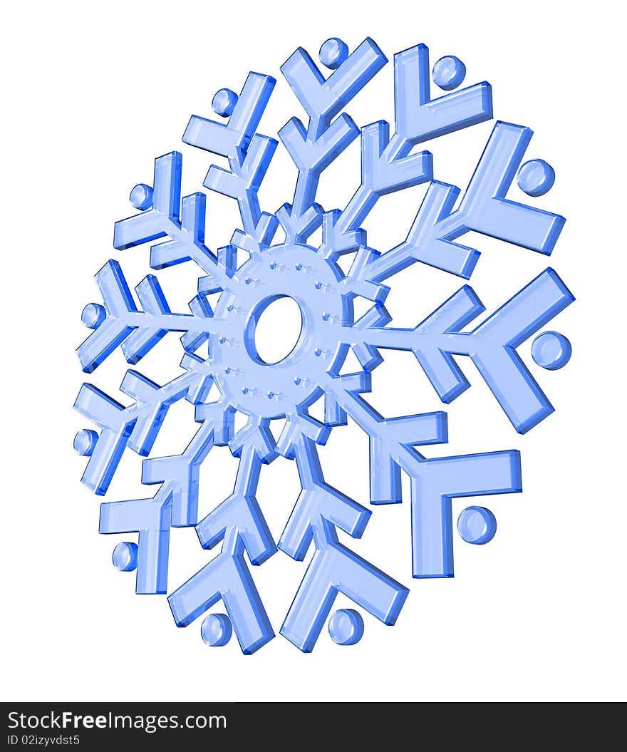 A 3d Render of a snowflake on a white background. A 3d Render of a snowflake on a white background.