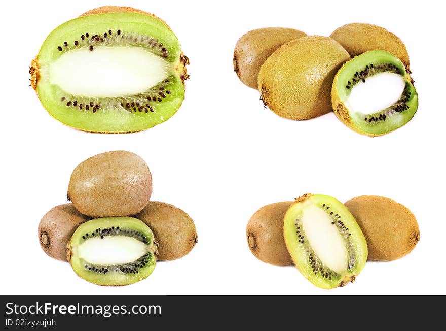 Set of juicy kiwi isolated on white