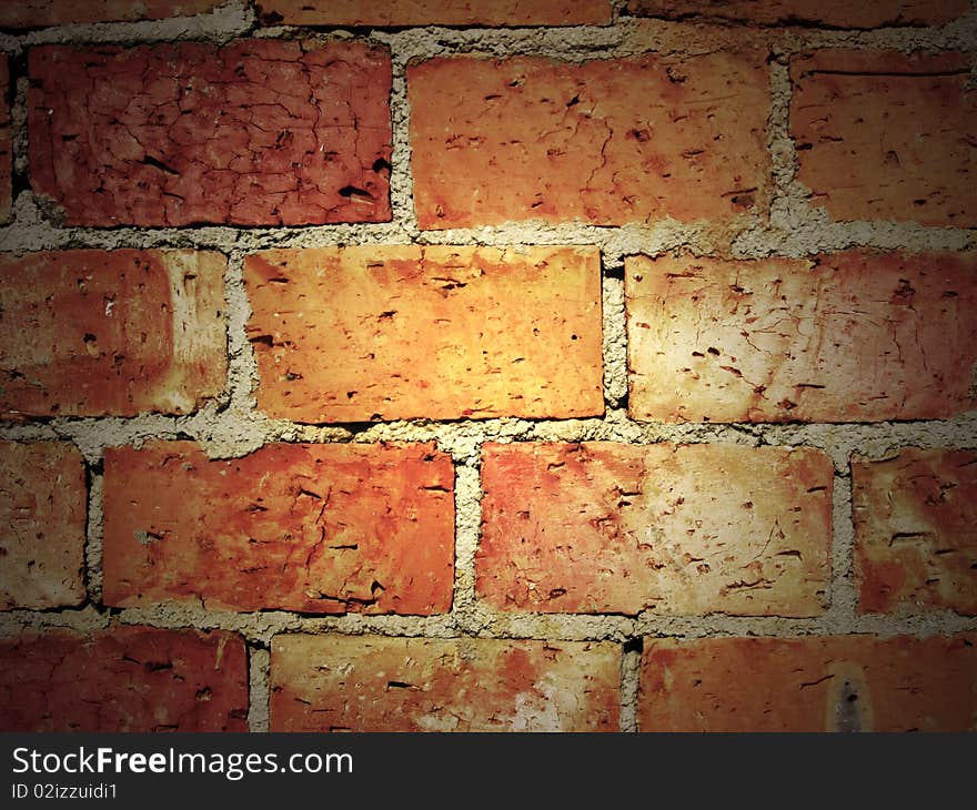 Vintage dark brick wall with shadows