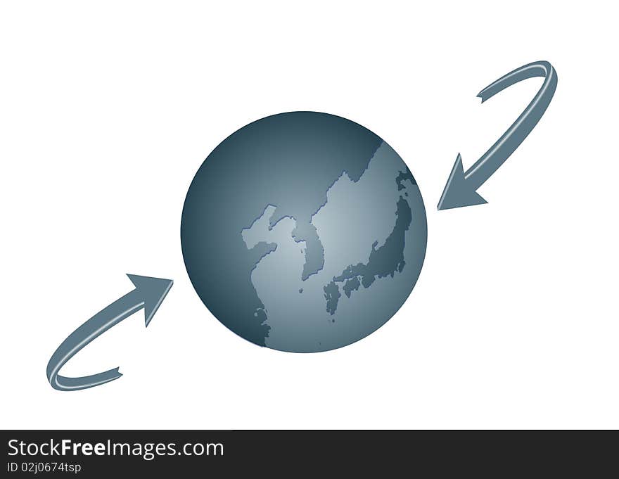 Earth planet with arrow around