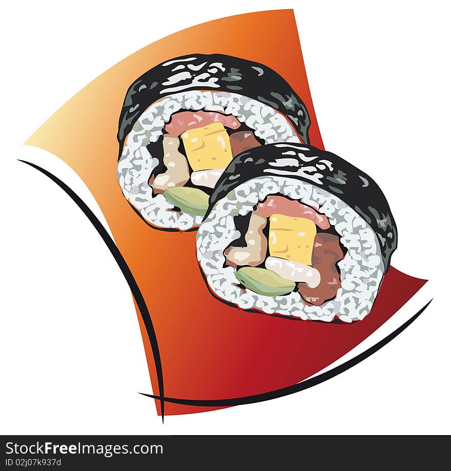 Sushi illustration asia design template