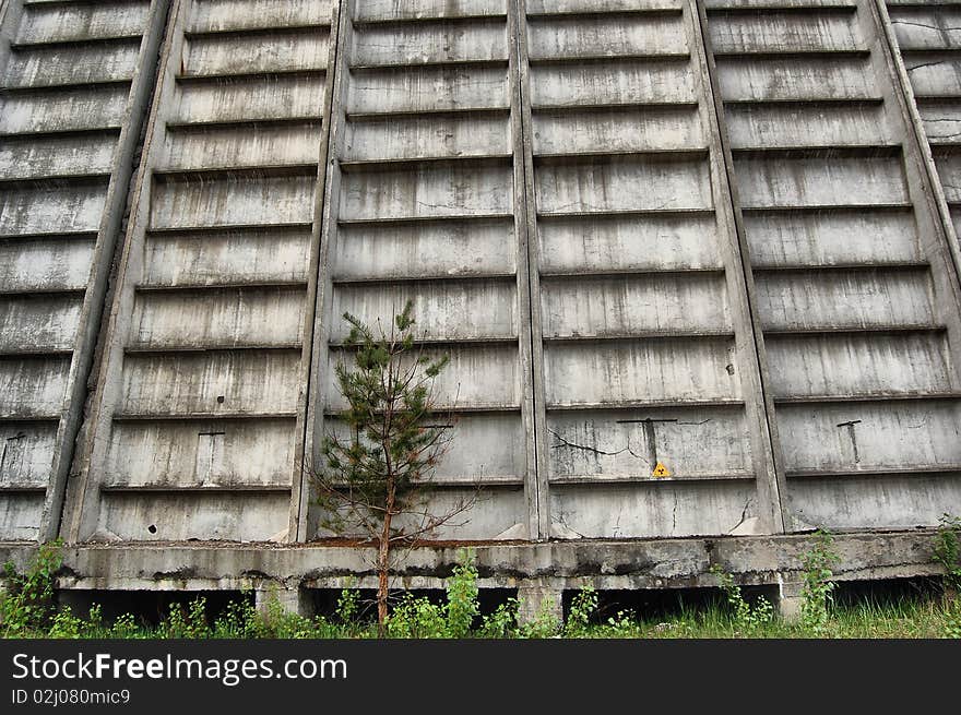 Near Chernobyl area. Modern ruins. Ukraine. Kiev region. Near Chernobyl area. Modern ruins. Ukraine. Kiev region