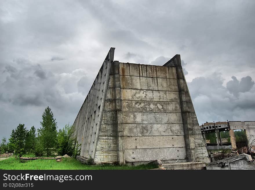 Near Chernobyl area. Modern ruins. Ukraine. Kiev region. Near Chernobyl area. Modern ruins. Ukraine. Kiev region