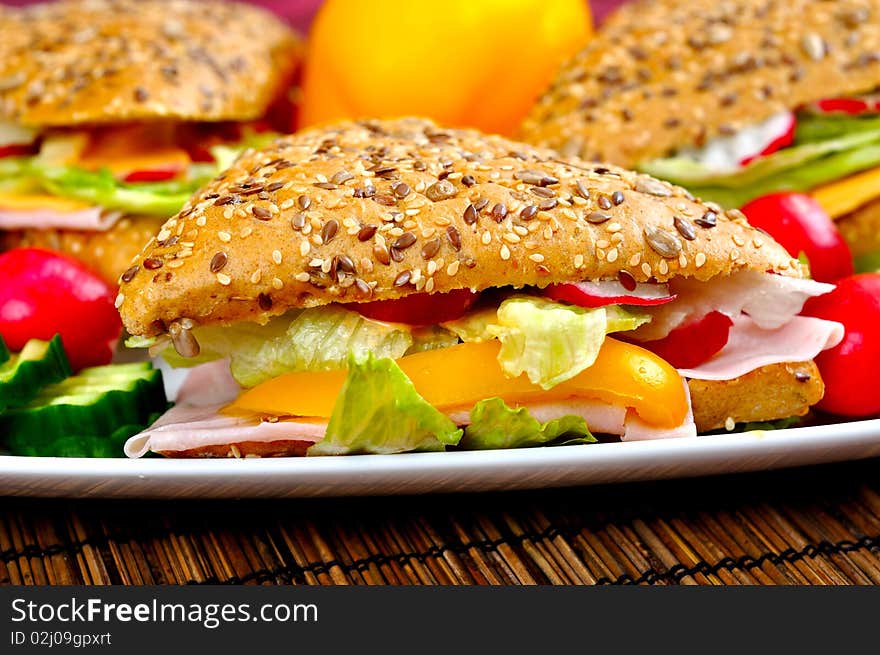 Triangle fresh sandwich with vegetable