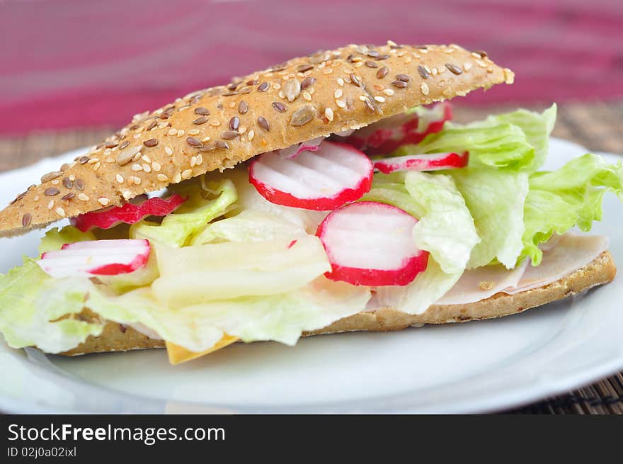 Triangle fresh sandwich with vegetable. Triangle fresh sandwich with vegetable