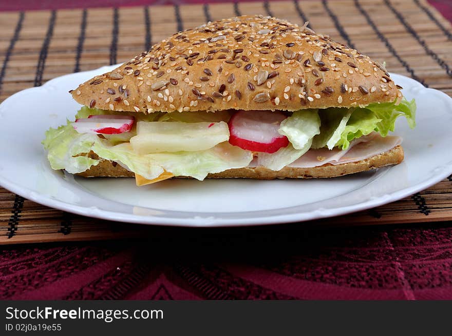 Triangle fresh sandwich with vegetable