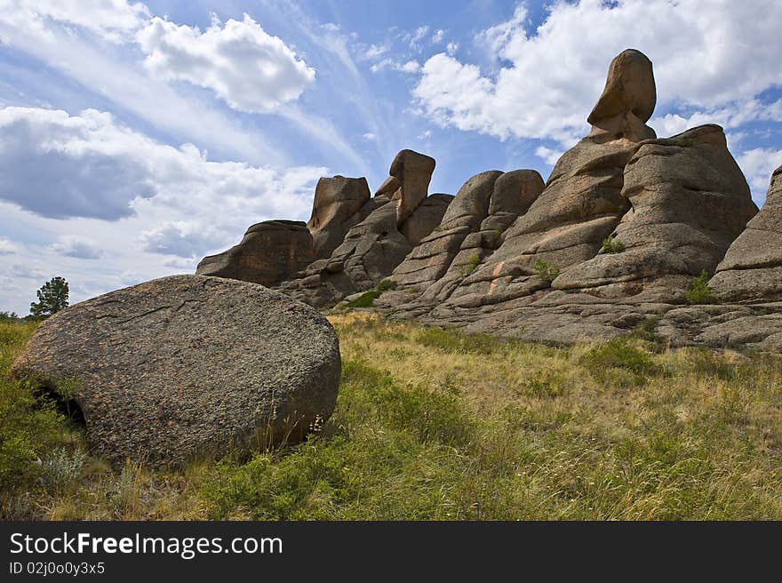 Summer sunny day in mountains, a sunny day with the blue sky, a summer landscape