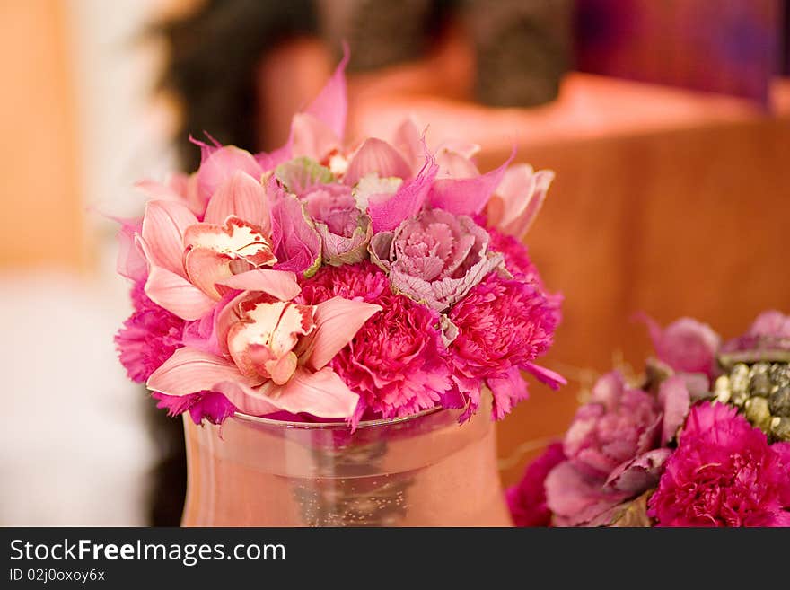 Red flowers on the table