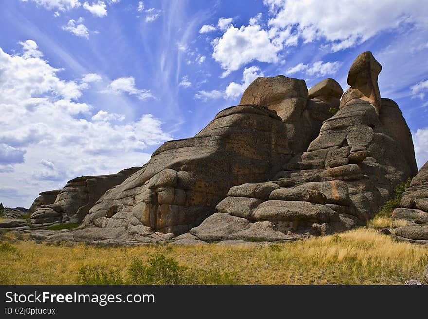 Summer sunny day in mountains, a sunny day with the blue sky, a summer landscape