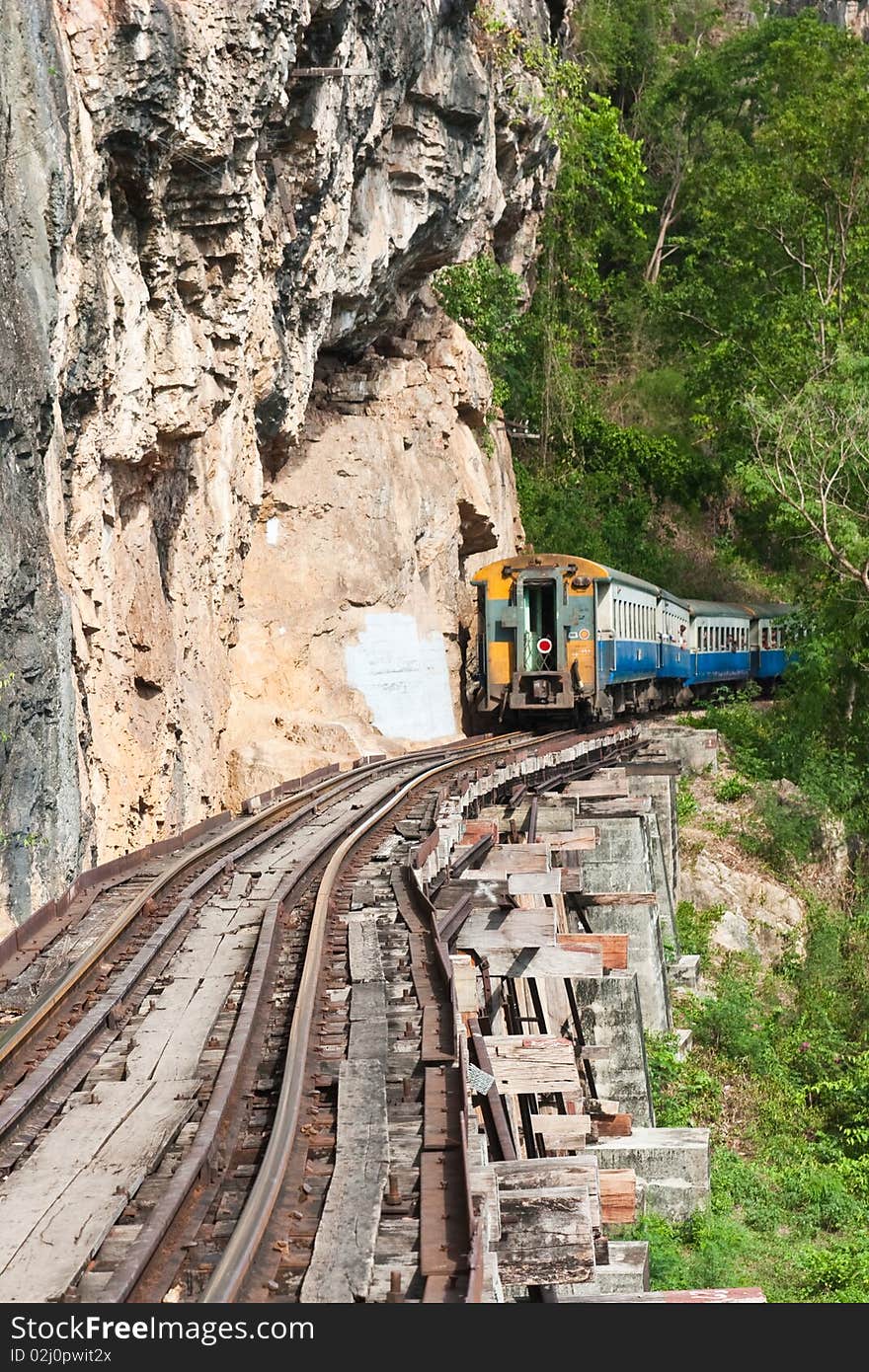 Train on the death railway in west of thailand