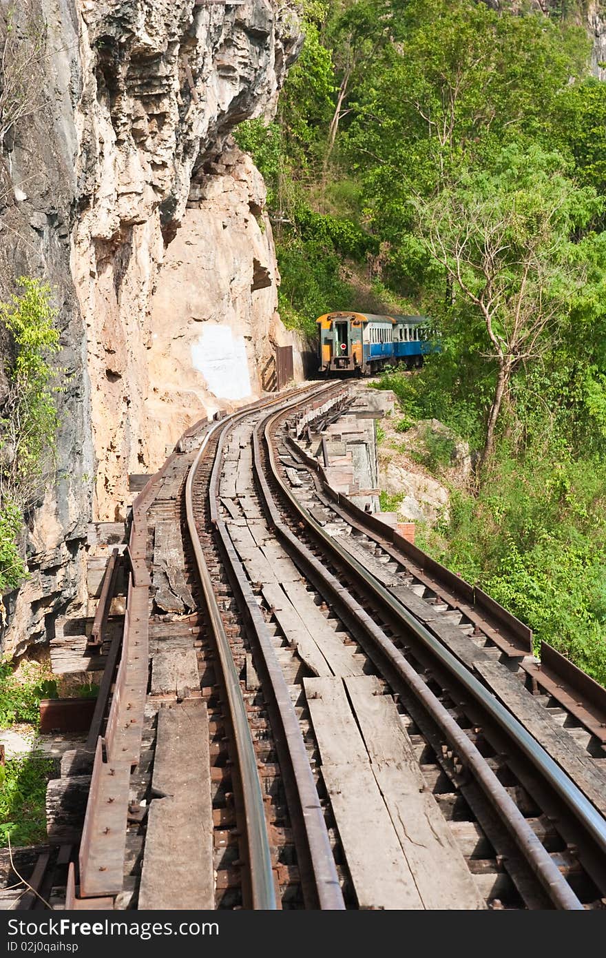 Train on the death railway in west of thailand