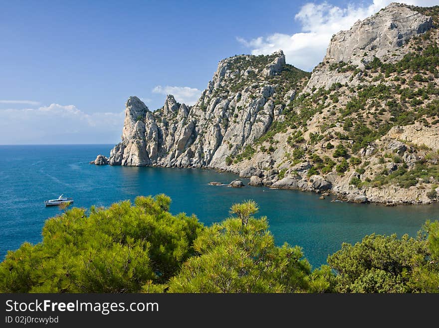 Crimea mountains and Black sea landscape, good sunny day. Crimea mountains and Black sea landscape, good sunny day