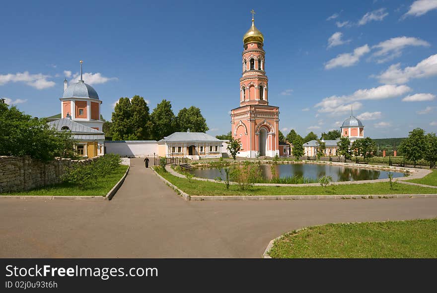 Temples and buildings inside the monastery, sunny day, Russia,. Temples and buildings inside the monastery, sunny day, Russia,