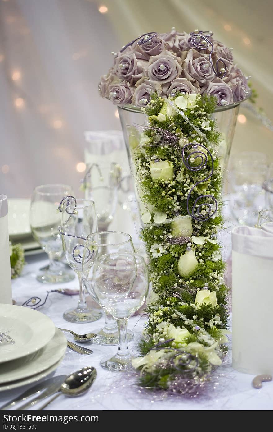 Dinner table with flowers