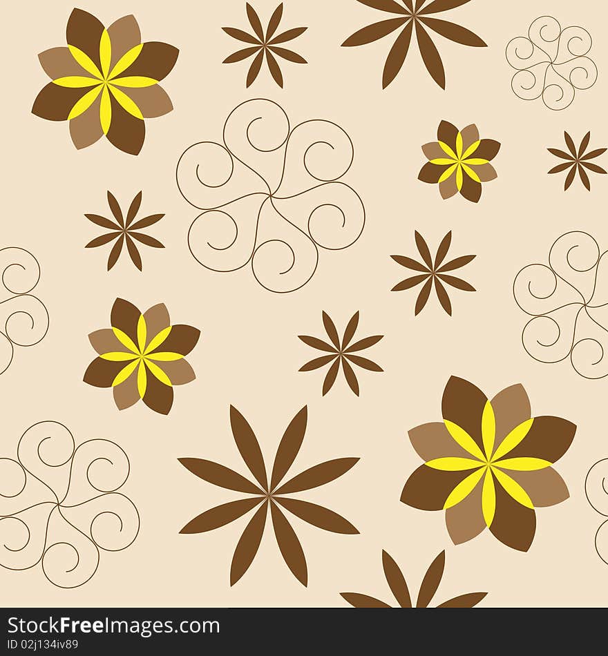 Seamless With Brown Flower