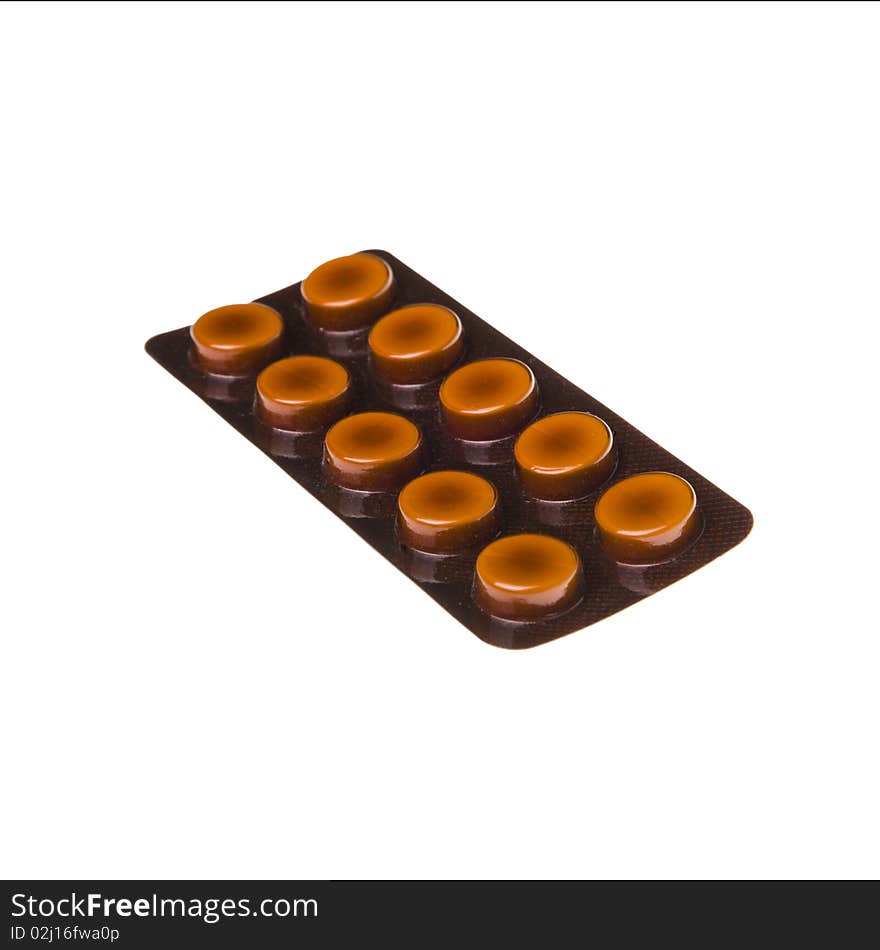 Useful pills on a white background