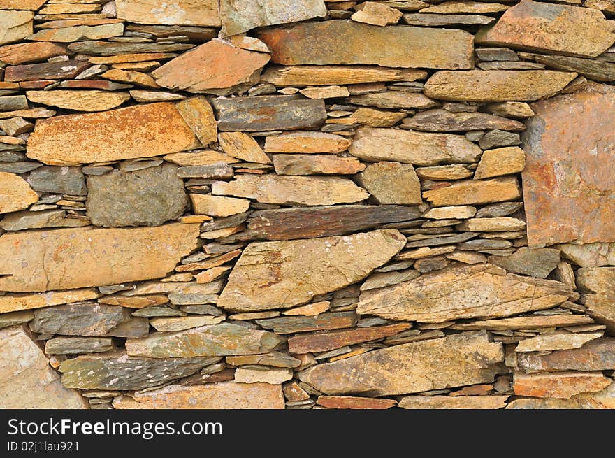 Detail of a dry-stone wall. Detail of a dry-stone wall