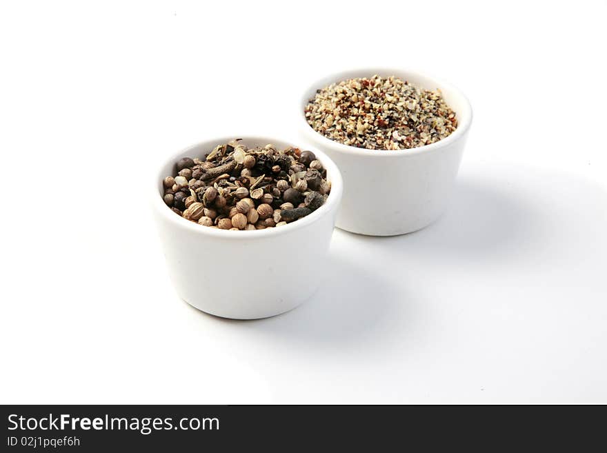 A variety of spices in bowls