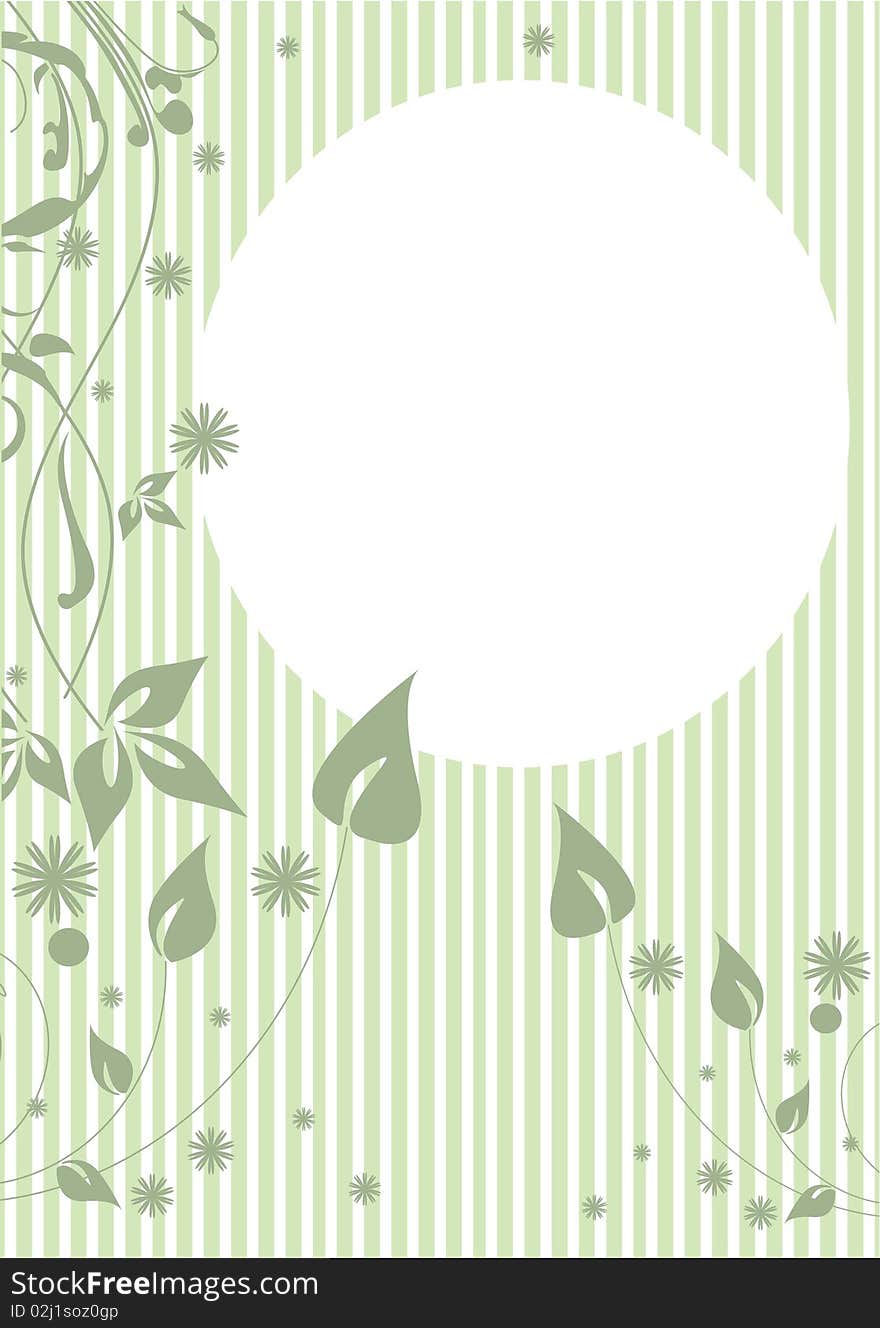 Green  background with foliage decoration. Green  background with foliage decoration