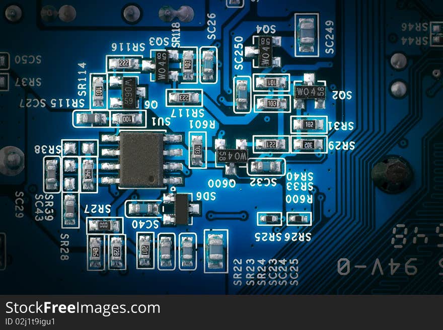 A macro shot of circuit board