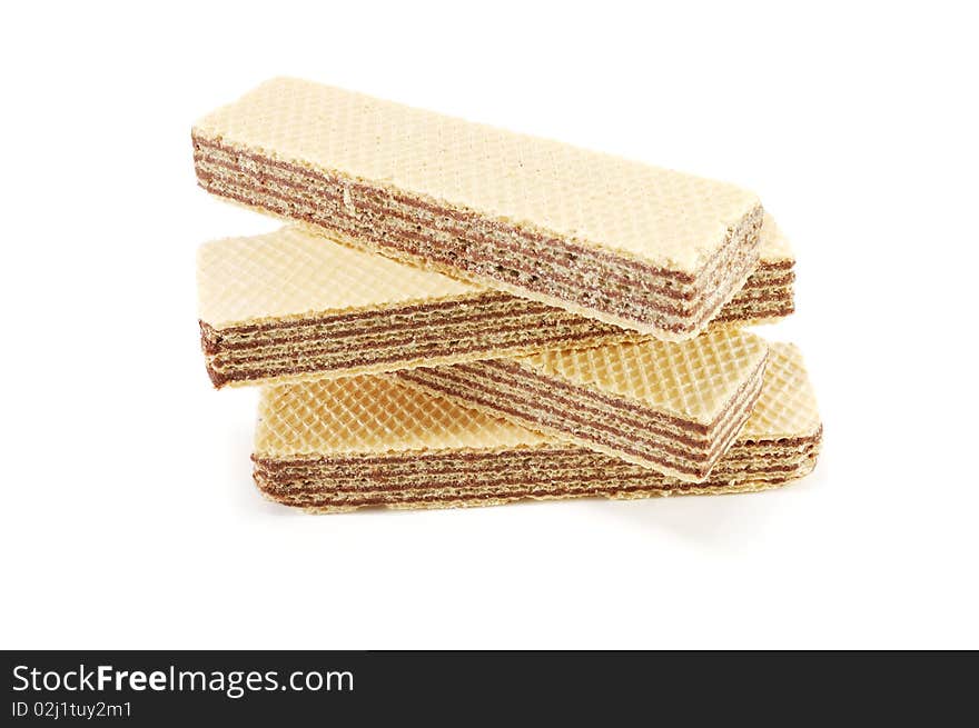 Fragrant fresh waffles isolated on a white background. Fragrant fresh waffles isolated on a white background