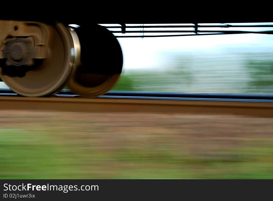 Suspension railway train in motion with a blurred background. Suspension railway train in motion with a blurred background