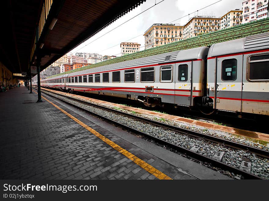 Train and wagons in the station. Train and wagons in the station