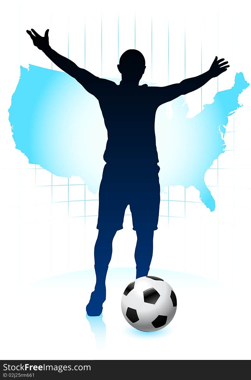 Soccer Player with United States Map
Original Illustration